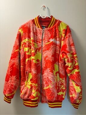 Red and yellow fuzzy sweater